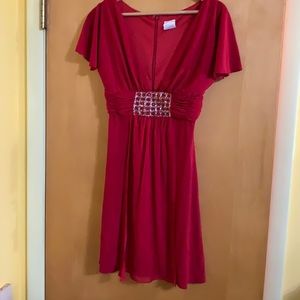 Super plunge fire engine red Fredericks dress